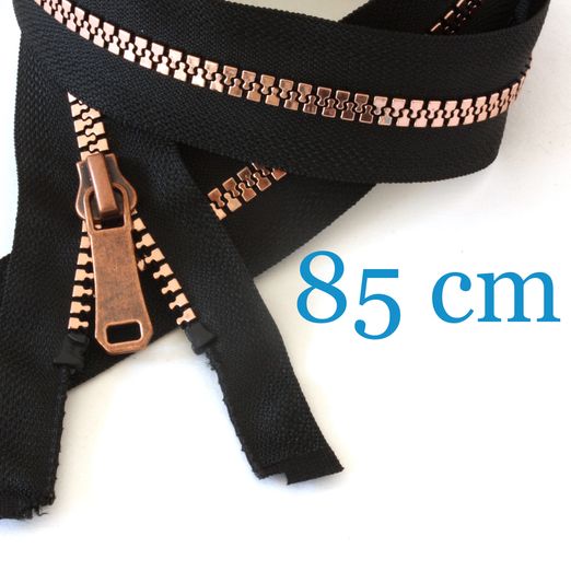 Fermeture éclair métallisée en cuivre pour vestes, divisible 85 cm
