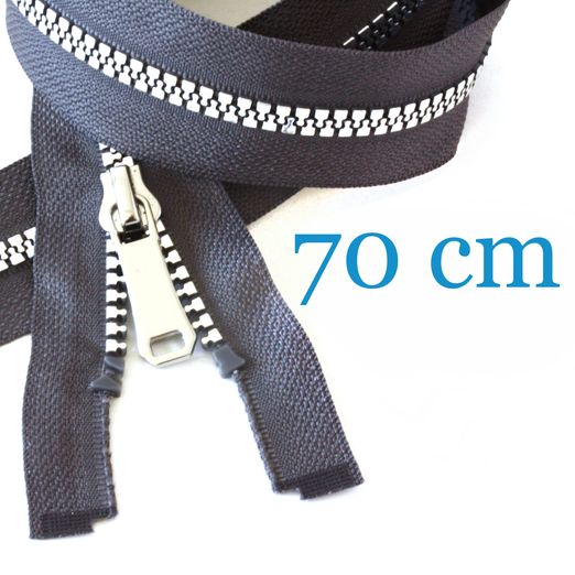 Silber metallisierter Jacken Reißverschluss teilbar 70 cm Silber metallisierter Jacken Reißverschluss teilbar 70 cm