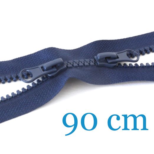 Fermeture éclair double curseur séparable pour vestes 90 cm