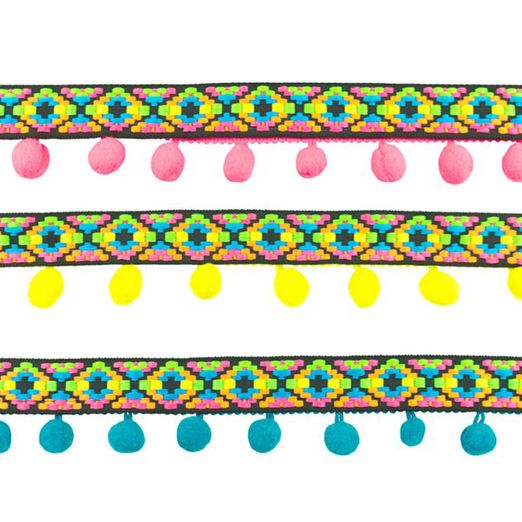 Ruban pompons Bord biais Ibiza Ruban pompons Bord biais Ibiza