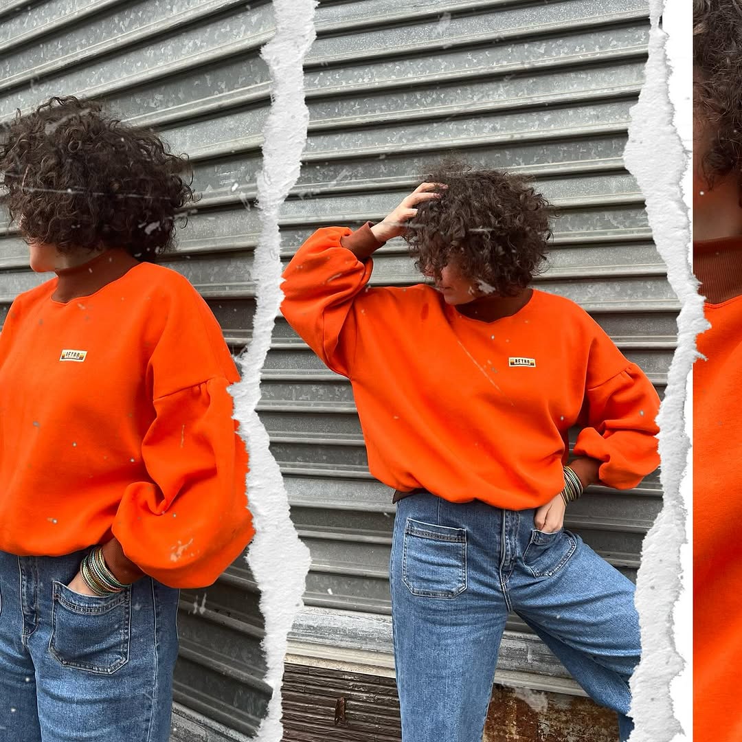 Kuschelsweat Renate - Orange angeraut-3 Kuschelsweat Renate - Orange angeraut-3