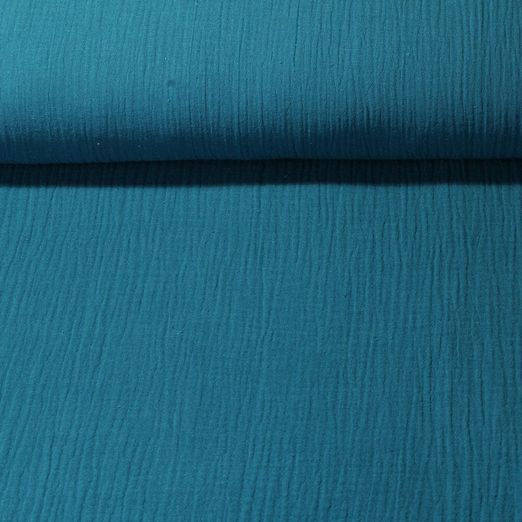 Mousseline bio Marius - Bleu pétrole