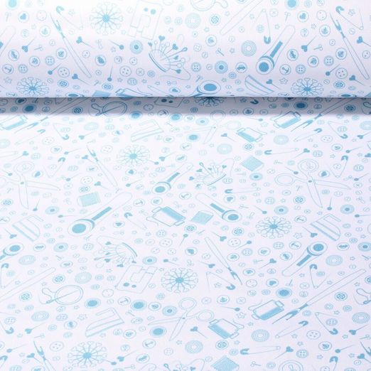 Outdoorstoff - 'Nähen ist wie zaubern können' Weiss Hellblau