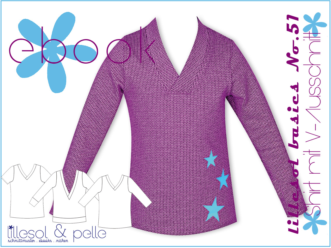 Shirt mit V-Ausschnitt - lillesol basic No.51 - Schnittmuster eBook-1 Shirt mit V-Ausschnitt - lillesol basic No.51 - Schnittmuster eBook-1