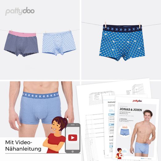 Boxershorts - Jonas & John - Papier-Schnittmuster