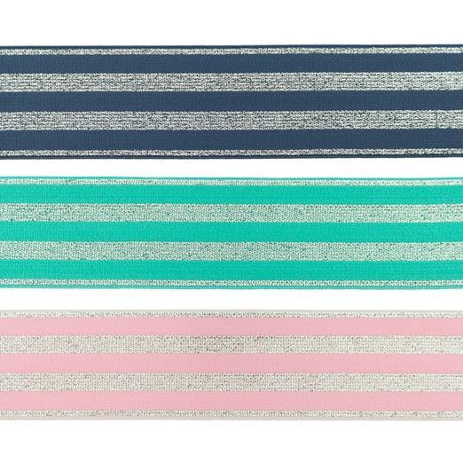 Bande élastique 40mm Lurex argent - au mètre Bande élastique 40mm Lurex argent - au mètre