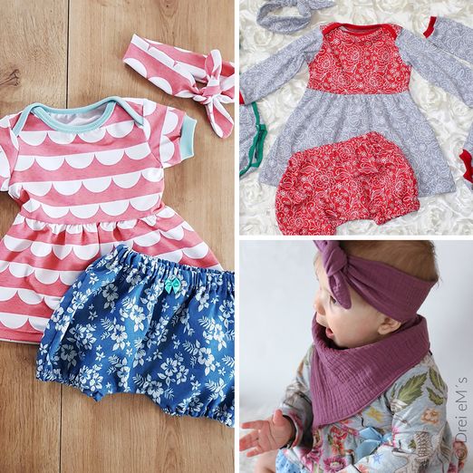 Newborn-Set Kleid Hose Bodys Haarband - LOU - Schnittmuster eBook