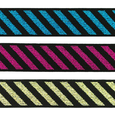 Ruban élastique bandes diagonales Lurex 40mm - au mètre Ruban élastique bandes diagonales Lurex 40mm - au mètre