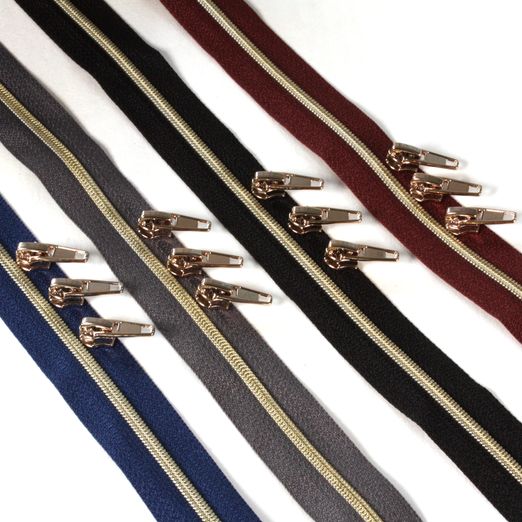 Fermeture éclair Doré, ruban de 4 mm - longueur 1 m - métallisée
