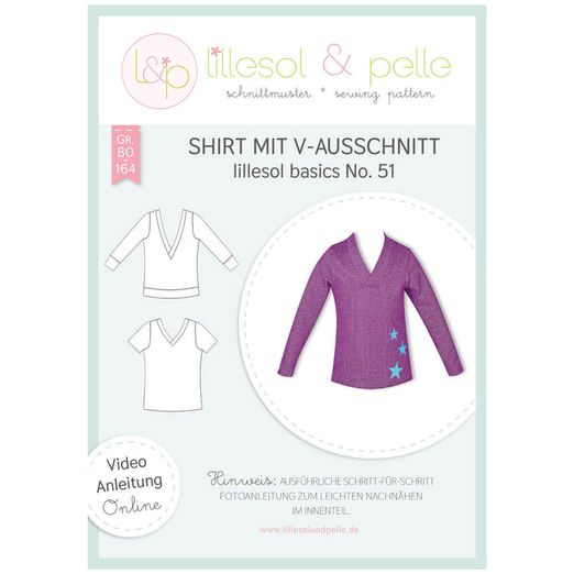 Shirt mit V-Ausschnitt - lillesol basic No.51 - Papierschnittmuster Shirt mit V-Ausschnitt - lillesol basic No.51 - Papierschnittmuster