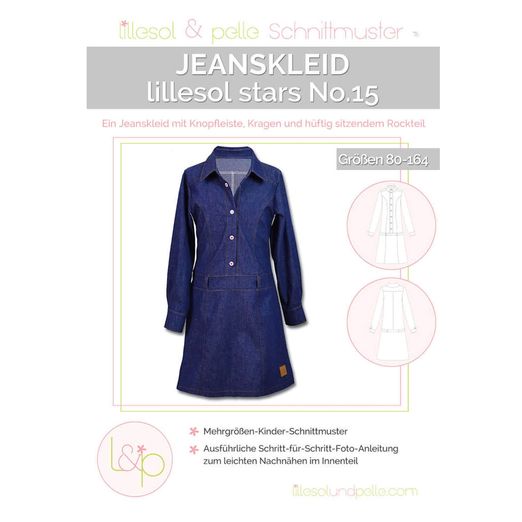 Jeanskleid - lillesol stars No.15 - Papierschnittmuster