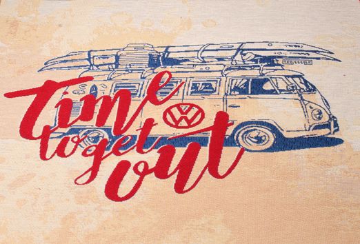 Panneau de Canevas - VW Bulli 'Time to get out' Beige Multicolore