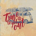 Panneau de Canevas - VW Bulli 'Time to get out' Beige Multicolore