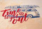 Canvas Panel - VW Bulli 'Time to get out' Beige Multicolor