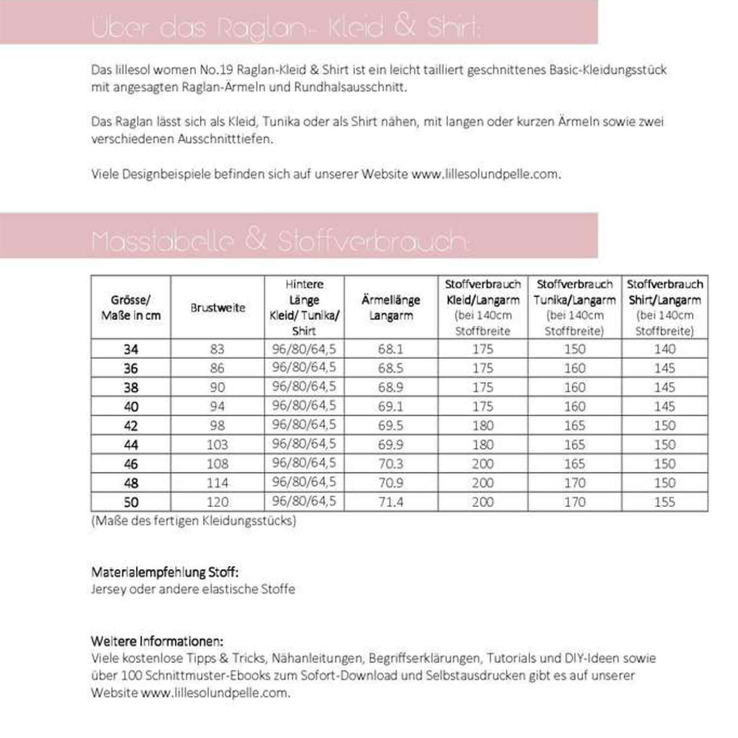 Raglan-Kleid & Shirt - lillesol women No.19 - Papierschnittmuster-1 Raglan-Kleid & Shirt - lillesol women No.19 - Papierschnittmuster-1