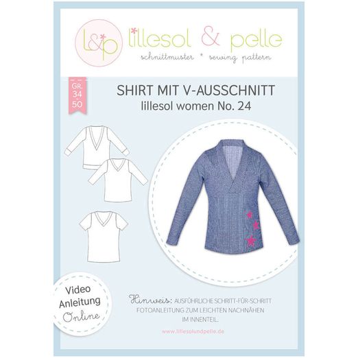 Shirt mit V-Ausschnitt - lillesol women No.24 - Papierschnittmuster Shirt mit V-Ausschnitt - lillesol women No.24 - Papierschnittmuster