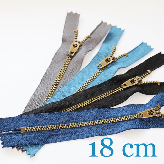 Fermeture éclair pour jeans en métal laiton 18 cm