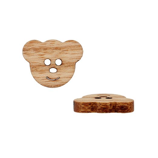Bouton ourson en bois à 2 trous - 18 mm