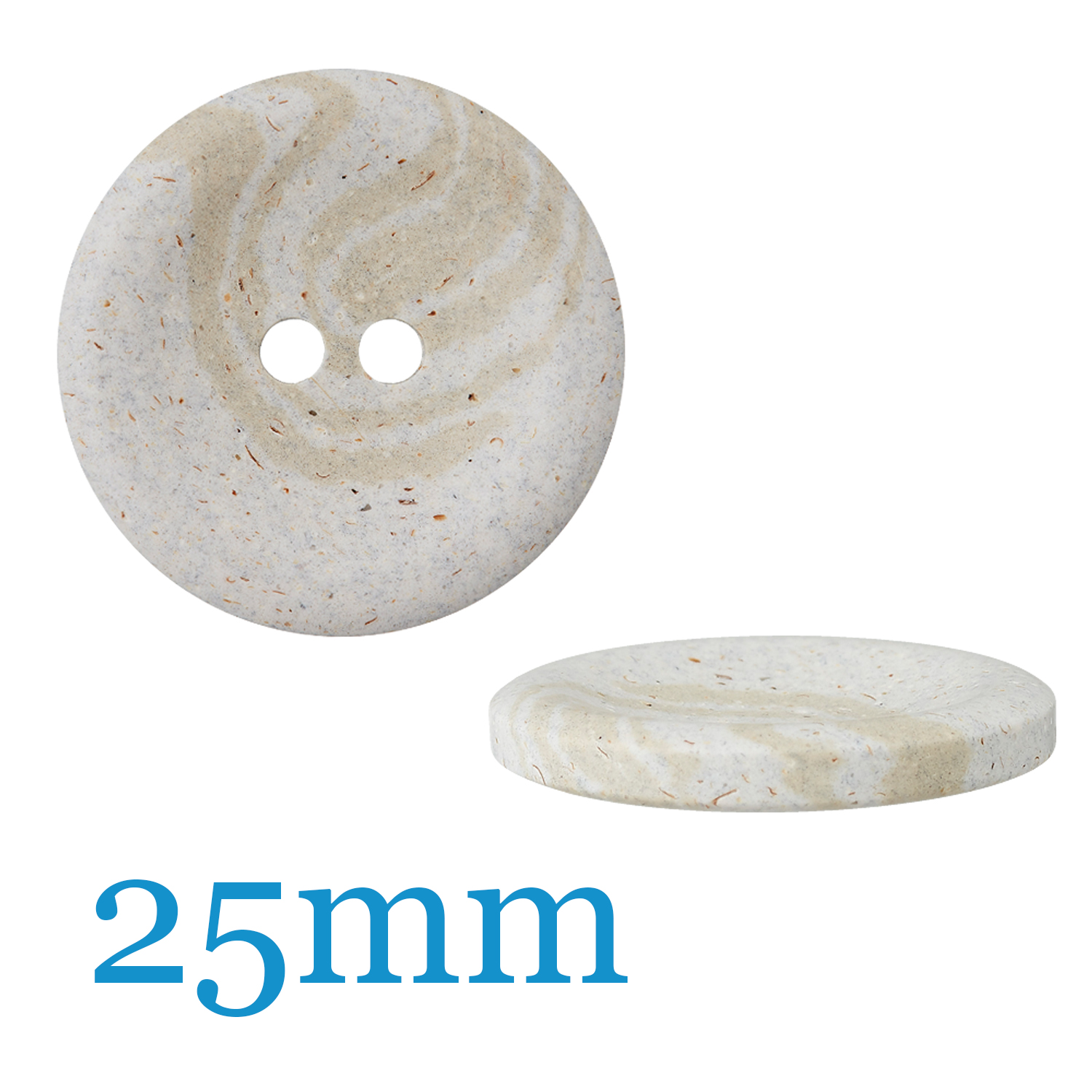 Bouton chanvre/polyester 2-L Recyclé-25mm-0 Bouton chanvre/polyester 2-L Recyclé-25mm-0