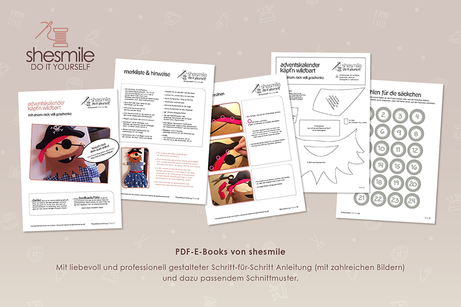 Adventskalender - Pirat Käptn Wildbart - Schnittmuster eBook-1 Adventskalender - Pirat Käptn Wildbart - Schnittmuster eBook-1