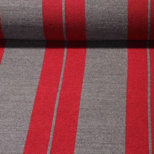Tissu mode - Tissu Jacquard à rayures Gris Mélange Rouge