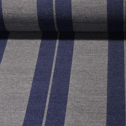 Tissu mode - Tissu Jacquard à rayures Gris Mélange Bleu