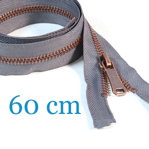 Kupfer Metall Jacken Reißverschluss teilbar 60 cm Kupfer Metall Jacken Reißverschluss teilbar 60 cm