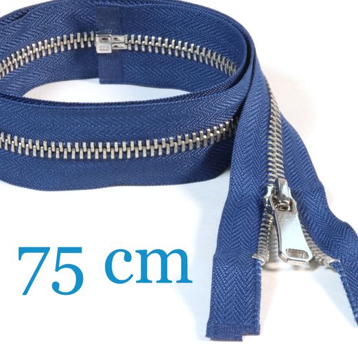Fermeture éclair séparable métal argent pour vestes 75 cm Fermeture éclair séparable métal argent pour vestes 75 cm