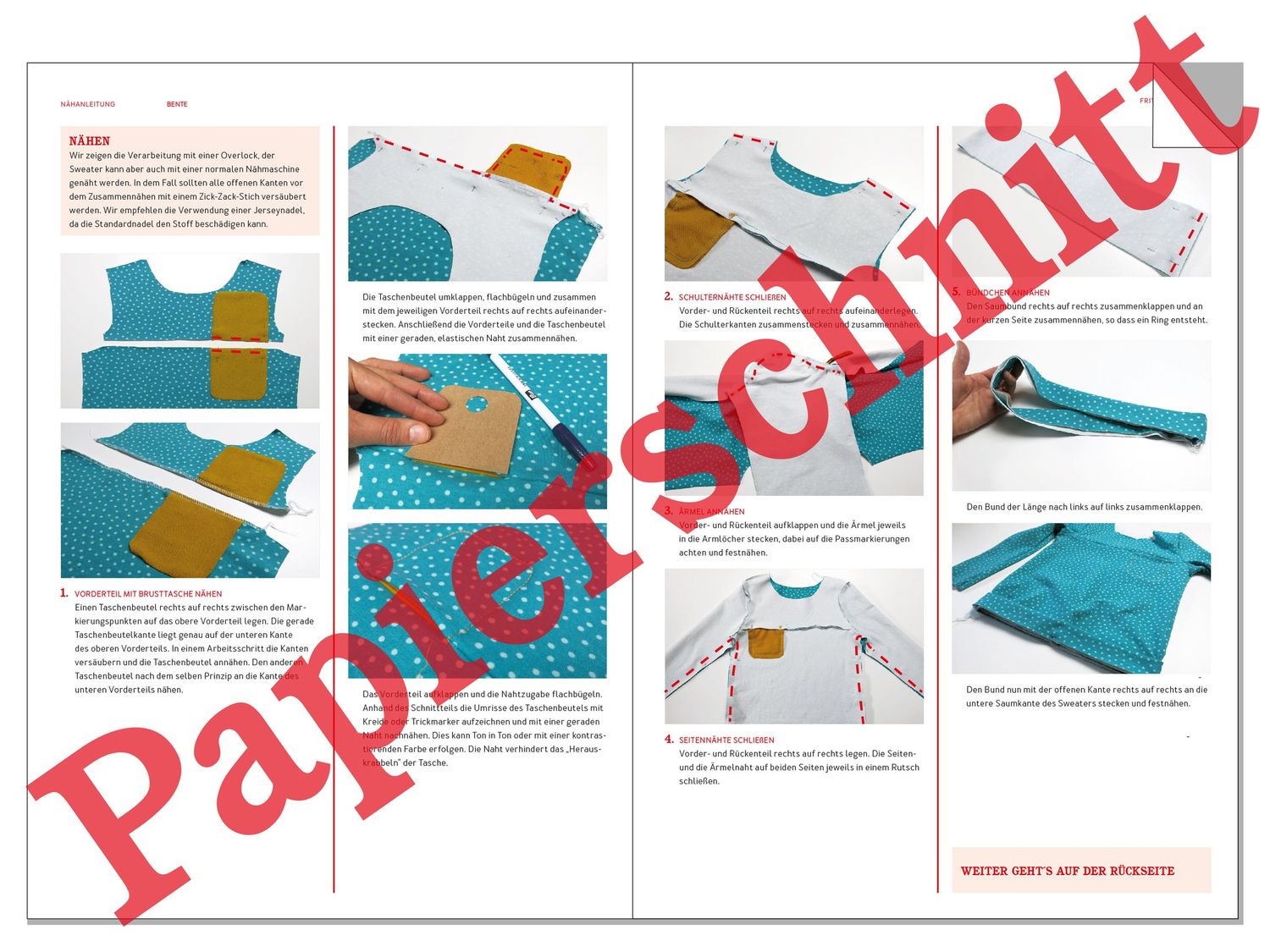 Pullover mit Brusttasche - FRAU BENTE - Papierschnittmuster-3 Pullover mit Brusttasche - FRAU BENTE - Papierschnittmuster-3