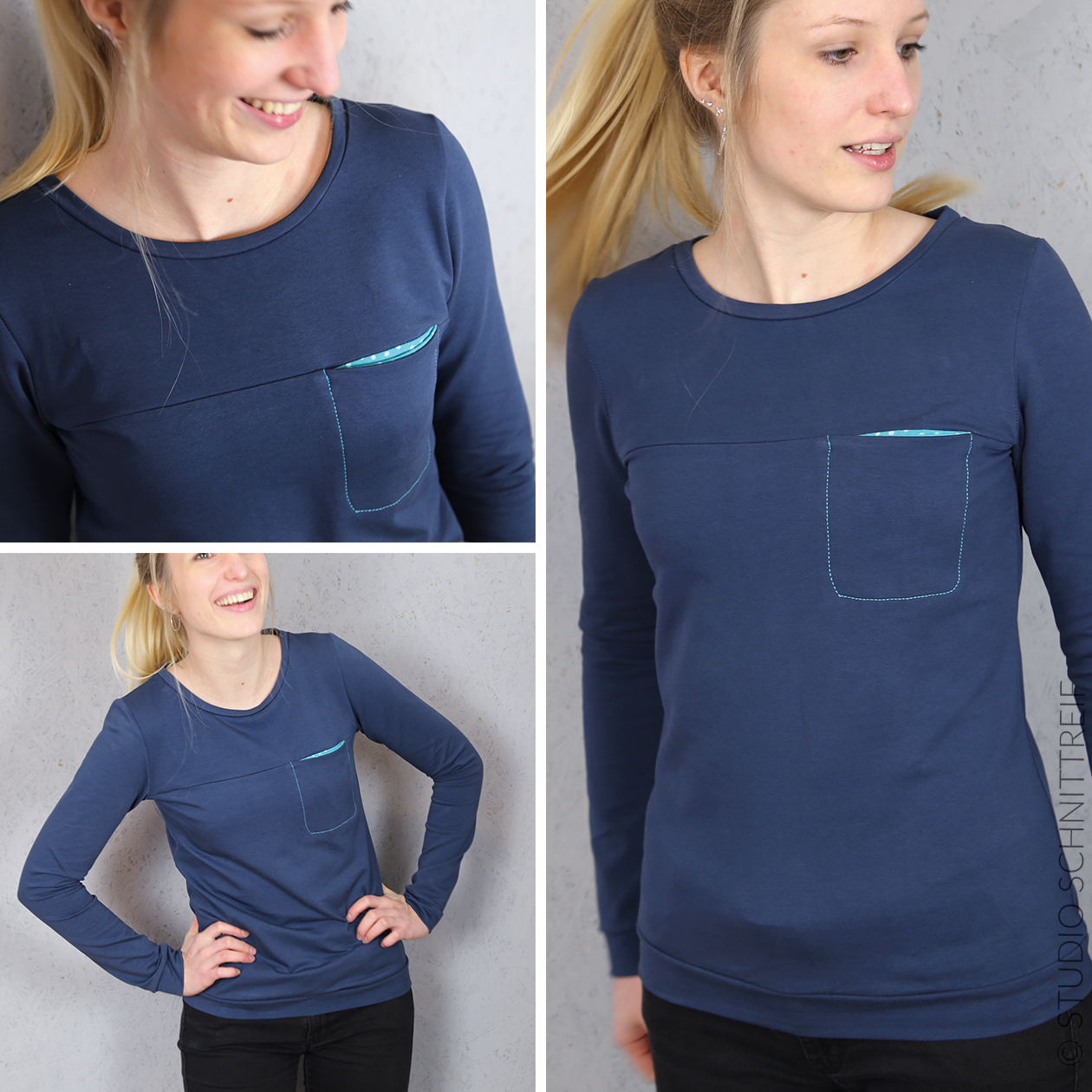 Pullover mit Brusttasche - FRAU BENTE - Papierschnittmuster-1 Pullover mit Brusttasche - FRAU BENTE - Papierschnittmuster-1