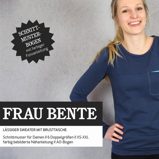 Pullover mit Brusttasche - FRAU BENTE - Papierschnittmuster Pullover mit Brusttasche - FRAU BENTE - Papierschnittmuster