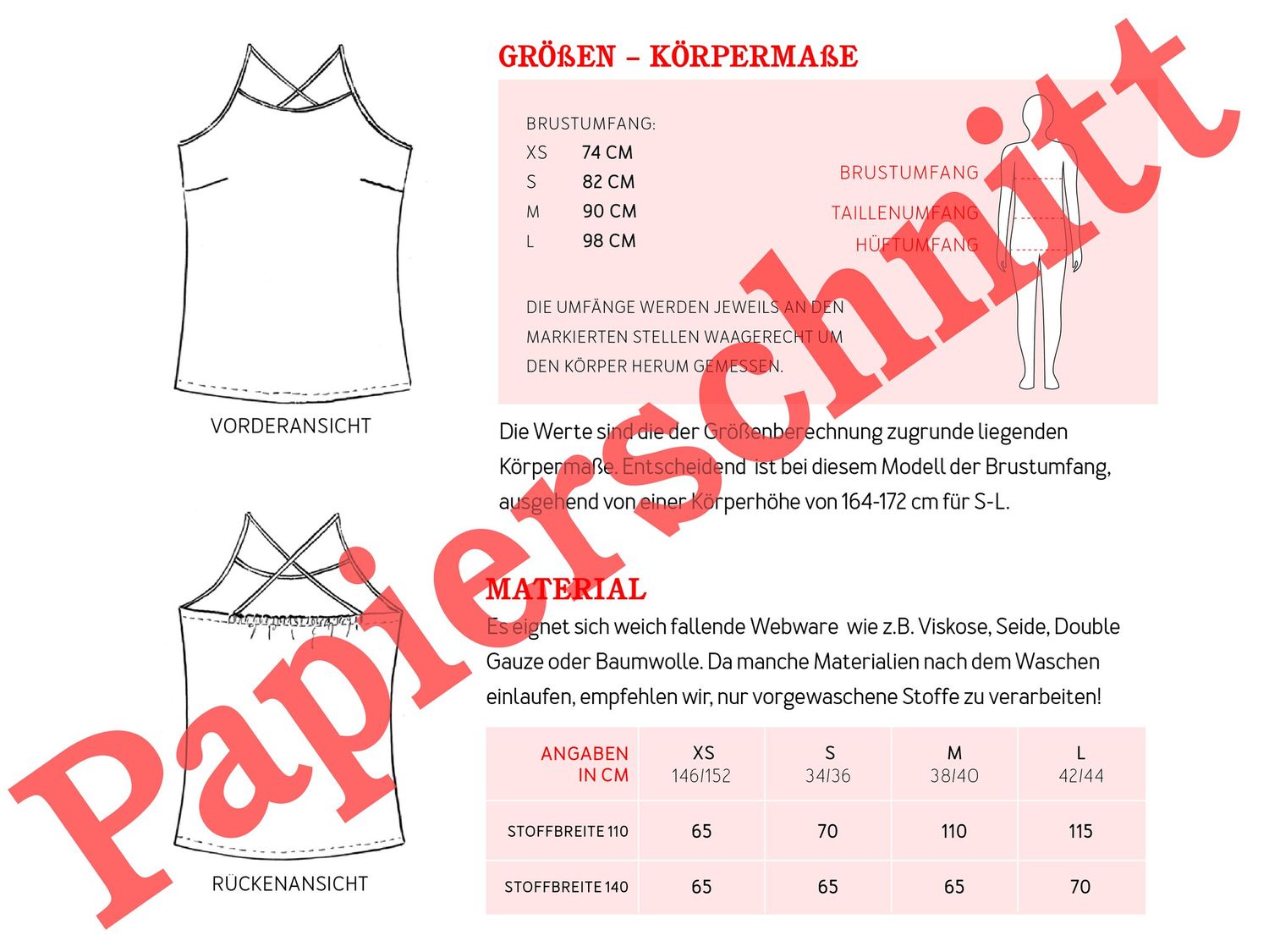 Trägershirt - FRAU EIKE - Papierschnittmuster-2 Trägershirt - FRAU EIKE - Papierschnittmuster-2