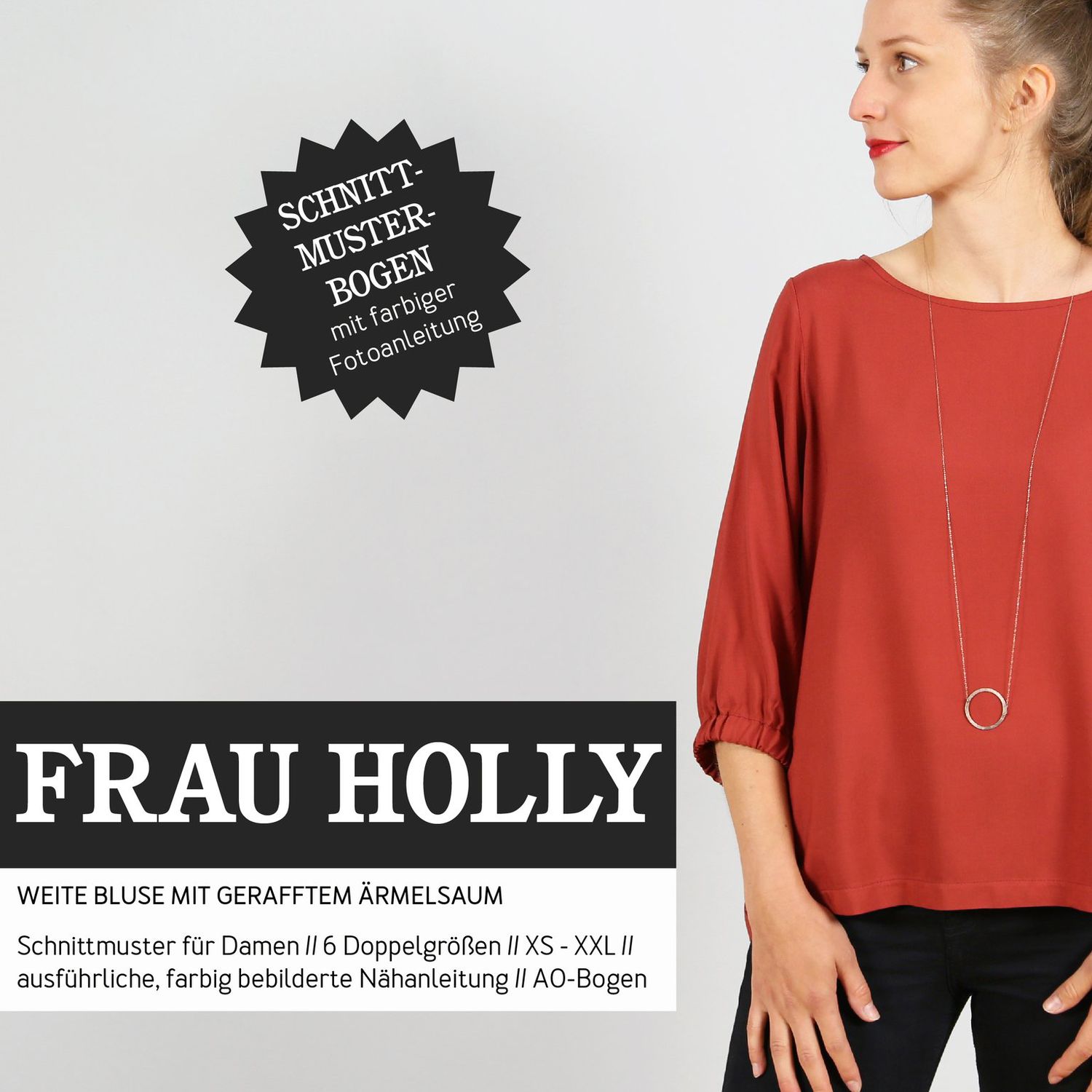 Weite Bluse - FRAU HOLLY - Papierschnittmuster-0 Weite Bluse - FRAU HOLLY - Papierschnittmuster-0
