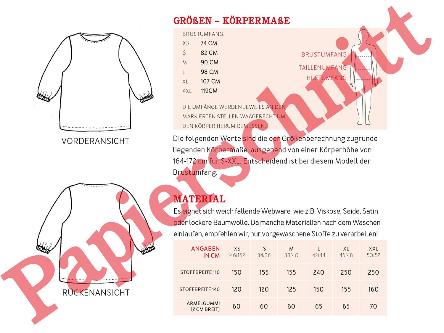 Weite Bluse - FRAU HOLLY - Papierschnittmuster-3 Weite Bluse - FRAU HOLLY - Papierschnittmuster-3