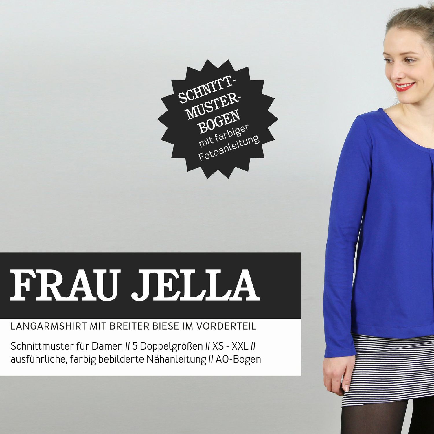 Langarmshirt mit Biese - FRAU JELLA - Papierschnittmuster-0 Langarmshirt mit Biese - FRAU JELLA - Papierschnittmuster-0