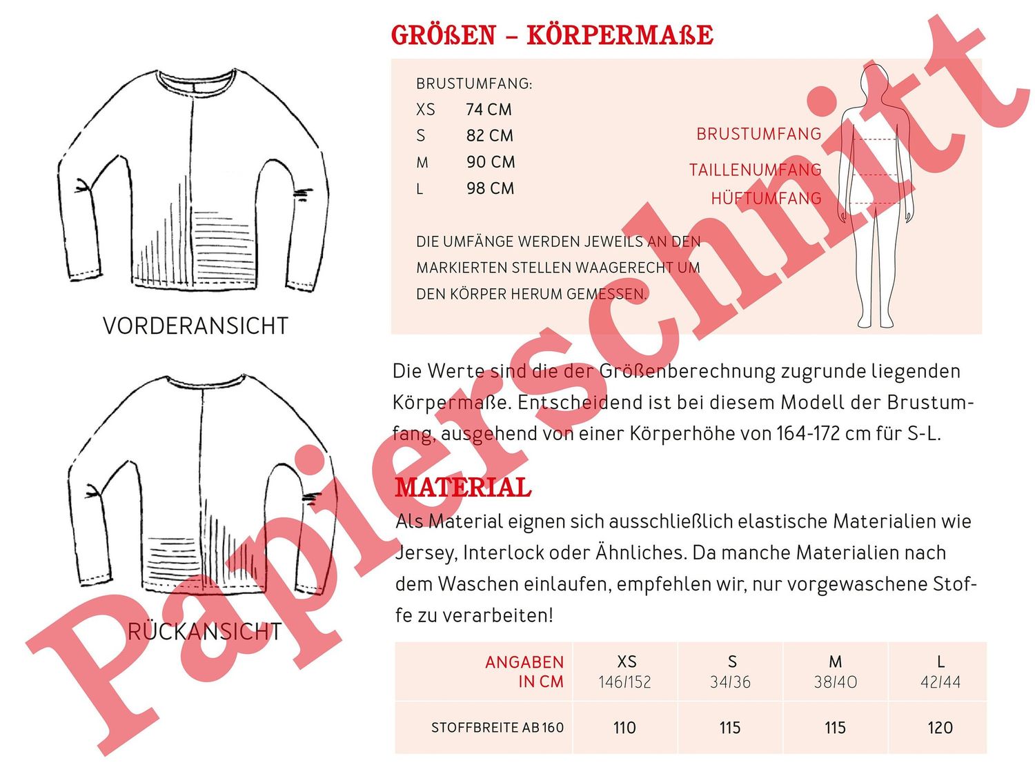 Fledermausshirt - FRAU JETTE - Papierschnittmuster-2 Fledermausshirt - FRAU JETTE - Papierschnittmuster-2