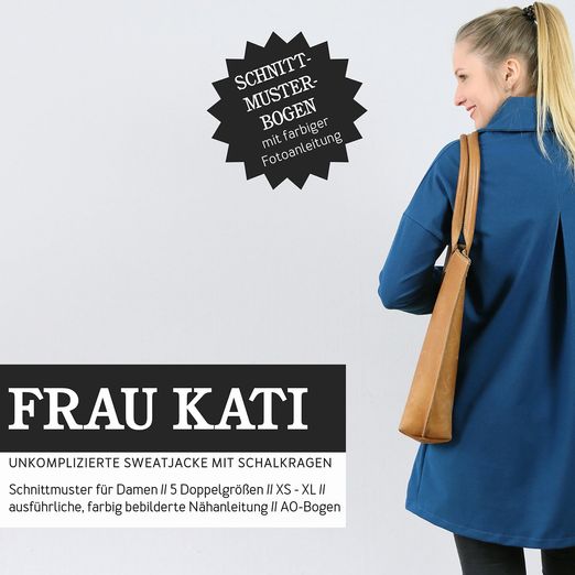 Sweatjacke mit Schalkragen - FRAU KATI - Papierschnittmuster Sweatjacke mit Schalkragen - FRAU KATI - Papierschnittmuster