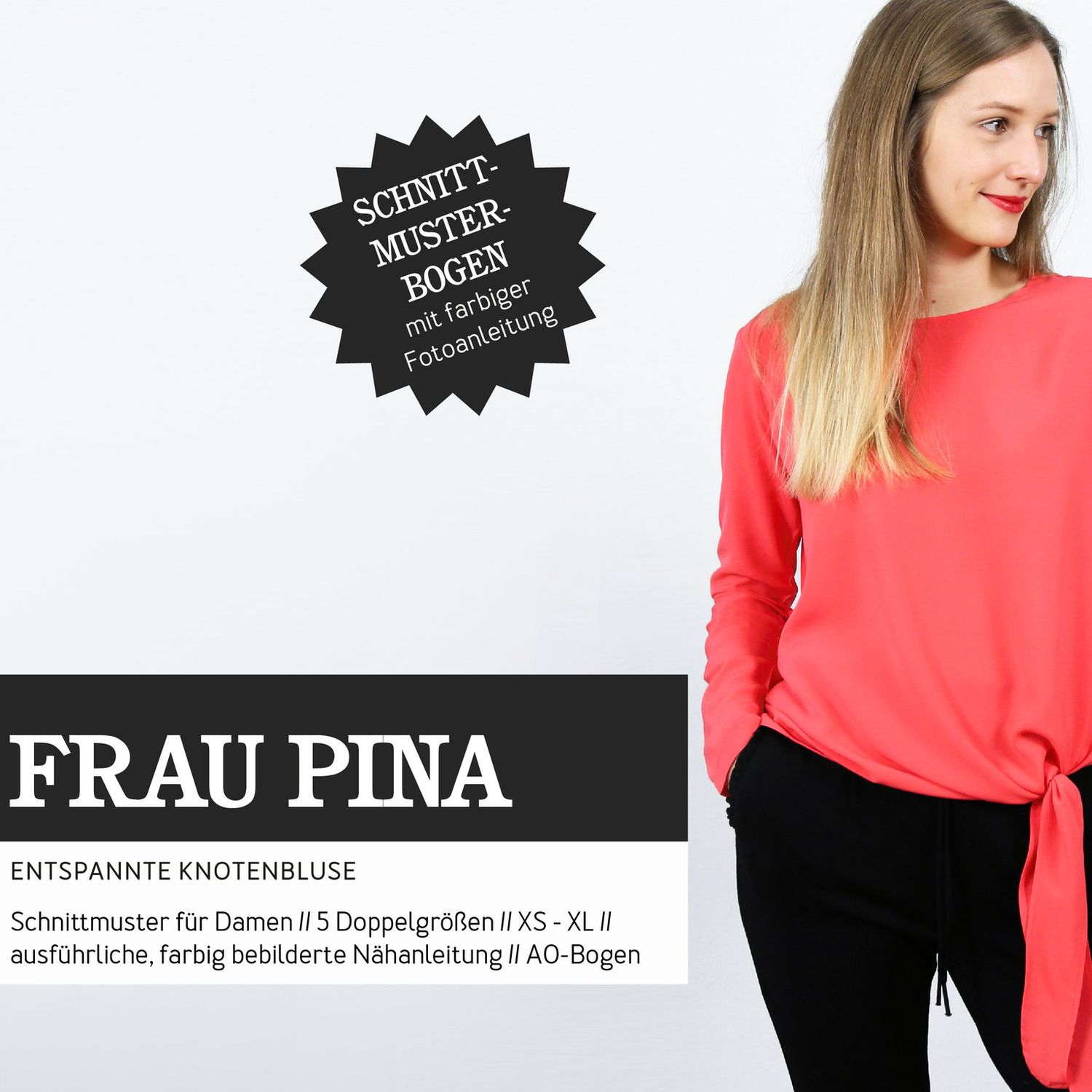 Knotenbluse - FRAU PINA - Papierschnittmuster-0 Knotenbluse - FRAU PINA - Papierschnittmuster-0