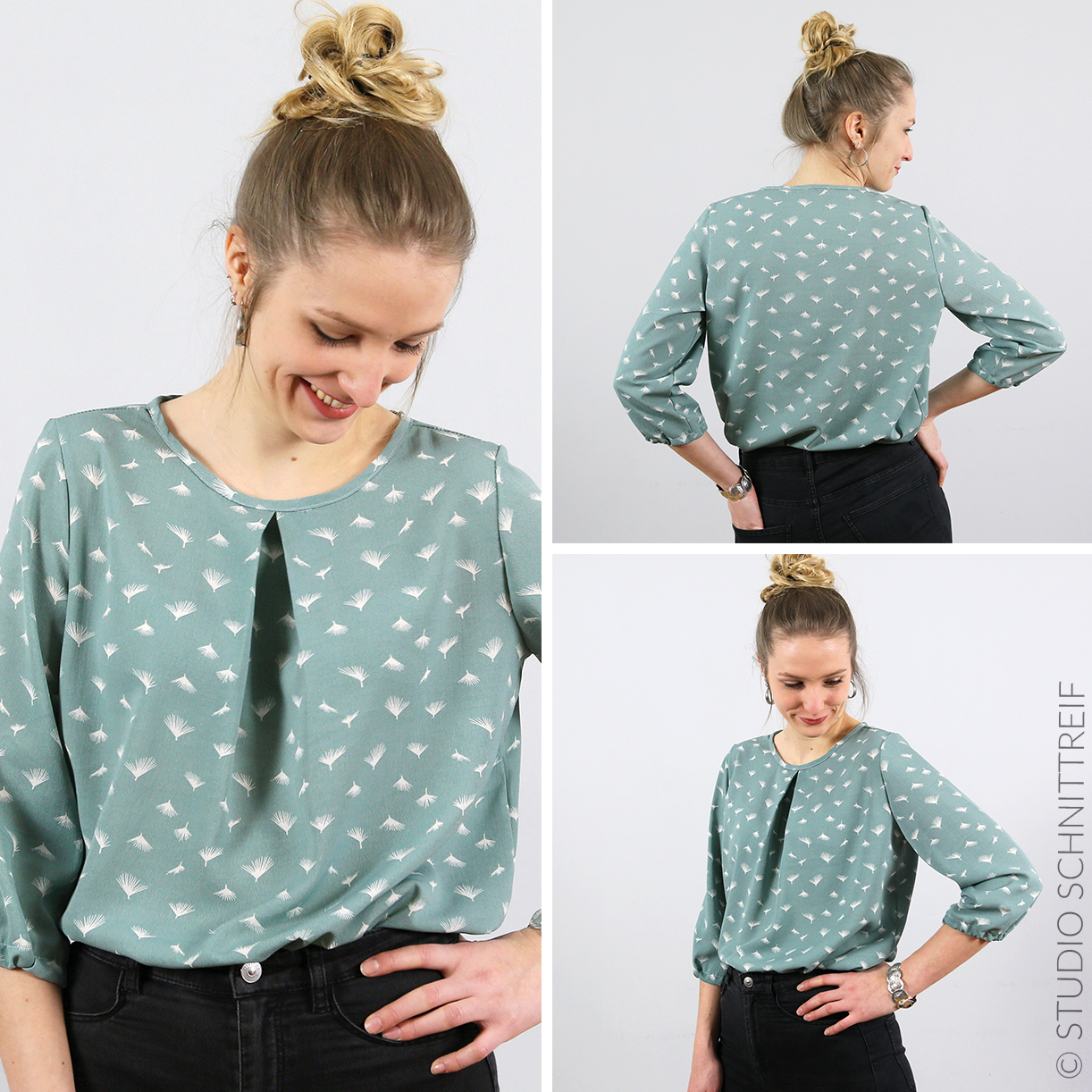 Bluse mit Kellerfalte - FRAU SUKI - Papierschnittmuster-1 Bluse mit Kellerfalte - FRAU SUKI - Papierschnittmuster-1