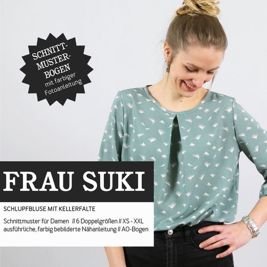 Bluse mit Kellerfalte - FRAU SUKI - Papierschnittmuster Bluse mit Kellerfalte - FRAU SUKI - Papierschnittmuster