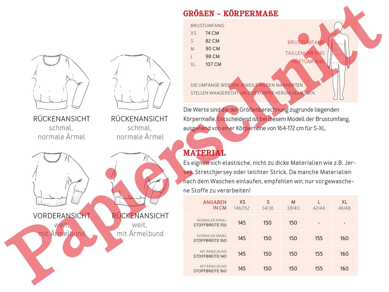 Fledermausshirt - FRAU USEDOM - Papierschnittmuster-2 Fledermausshirt - FRAU USEDOM - Papierschnittmuster-2