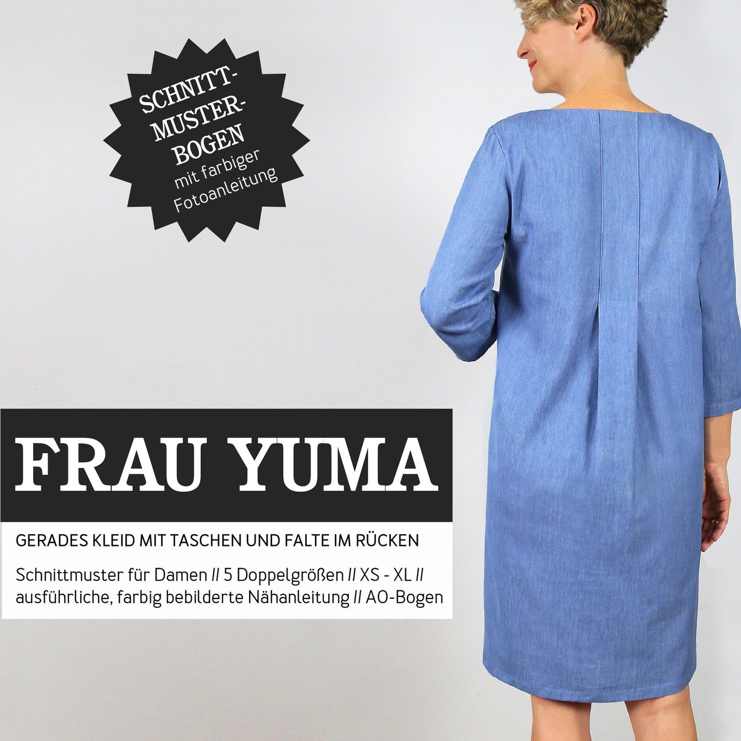 Kleid mit Rückenfalte - FRAU YUMA - Papierschnittmuster-0 Kleid mit Rückenfalte - FRAU YUMA - Papierschnittmuster-0