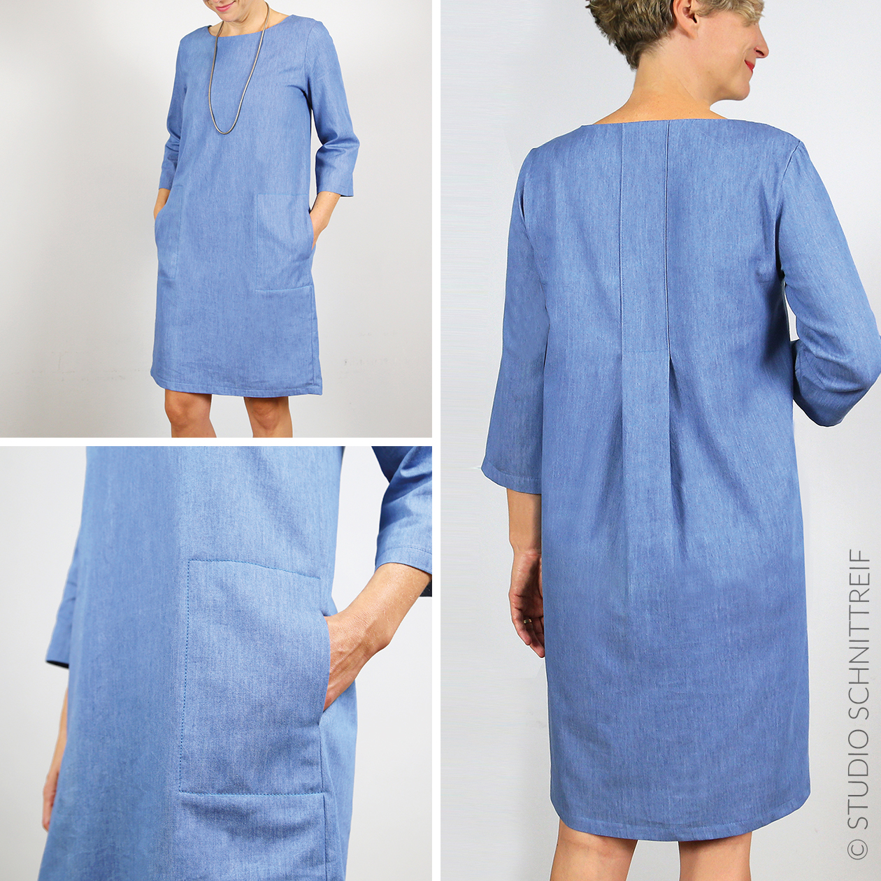 Kleid mit Rückenfalte - FRAU YUMA - Papierschnittmuster-1 Kleid mit Rückenfalte - FRAU YUMA - Papierschnittmuster-1
