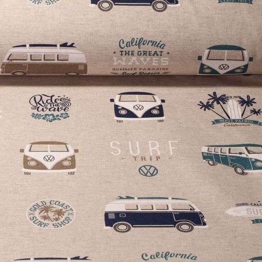 Canevas à motifs - Effet lin Surftrip Beige Multicolore