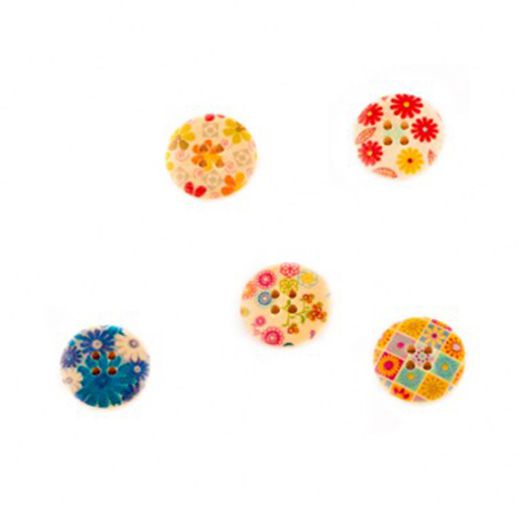 Bouton en bois avec motif 1,8 cm