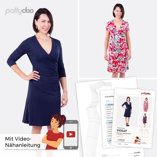 Jersey-Wickelkleid - Violet - Papier-Schnittmuster