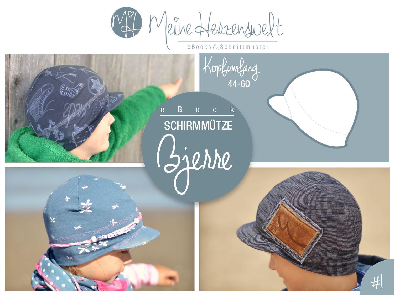 Schirmmütze - Bjerrem Kids - Schnittmuster eBook-1 Schirmmütze - Bjerrem Kids - Schnittmuster eBook-1