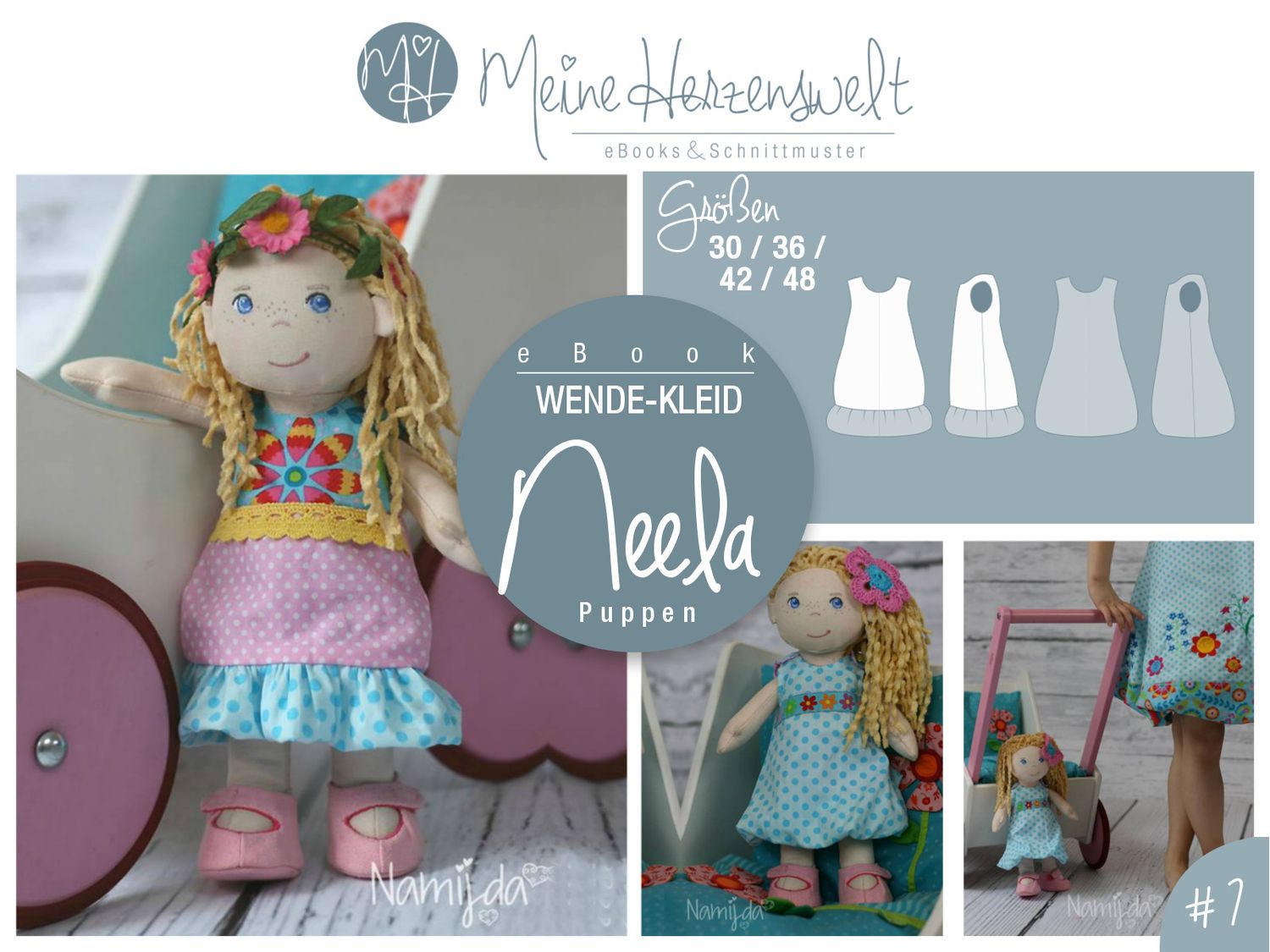 Puppen Ballonkleid - Neela - Schnittmuster eBook-1 Puppen Ballonkleid - Neela - Schnittmuster eBook-1