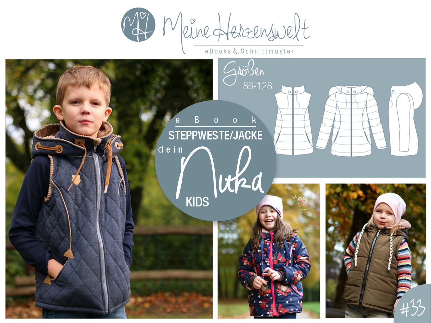 Steppweste/Jacke - Nuka Kids - Schnittmuster eBook-1 Steppweste/Jacke - Nuka Kids - Schnittmuster eBook-1