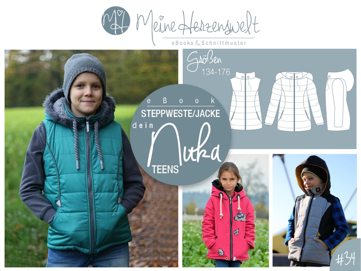 Steppweste/Jacke - Nuka Teens - Schnittmuster eBook-1 Steppweste/Jacke - Nuka Teens - Schnittmuster eBook-1